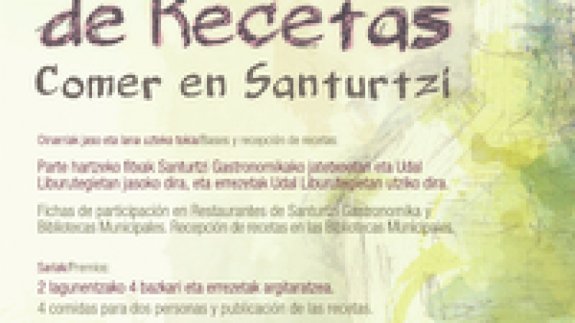 El Ayuntamiento de Santurtzi organiza un concurso de recetas de cocina, con las que editará un volumen de cara al Día del Libro