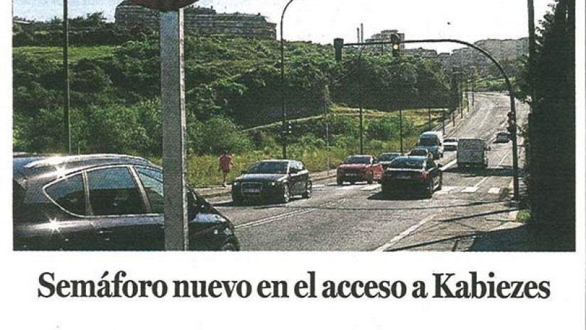Nuevo semáforo en la entrada a Kabiezes (Santurtzi)