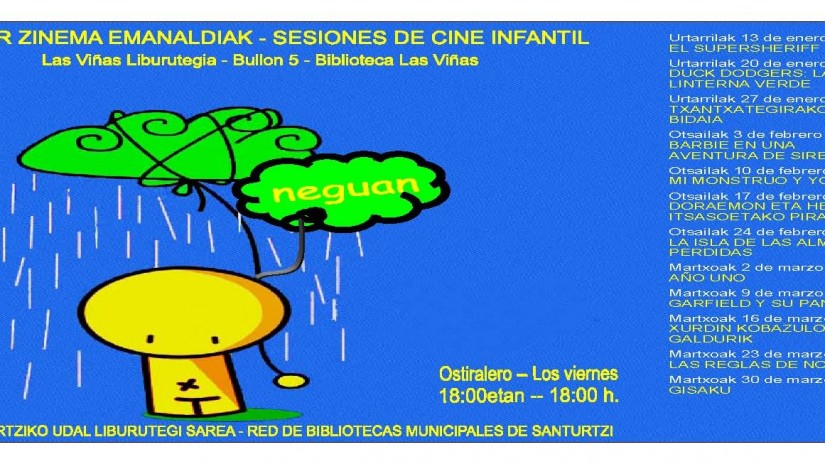 Sesiones de Cine Infantil en la biblioteca Las Viñas a partir de enero