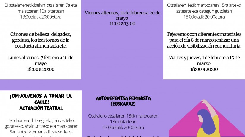 Nueva programación del Aula de Empoderamiento con la vista puesta en el próximo 8 de marzo